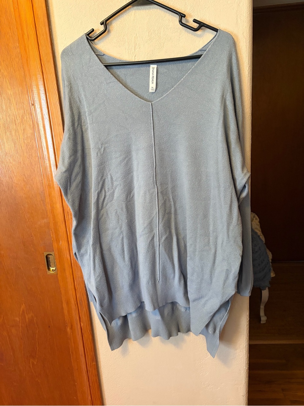 Zenana Outfitters Light Blue V-Neck Dolman Sweater Top